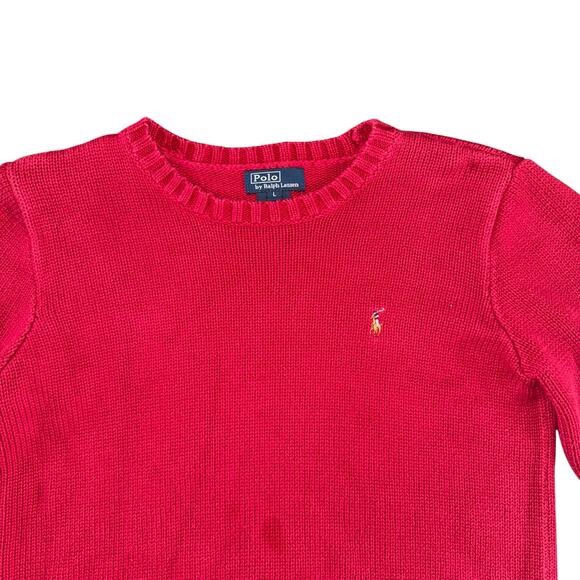 Polo by Ralph Lauren Boys Large Red Knit Sweater Crewneck Long Sleeve - Picture 2 of 3